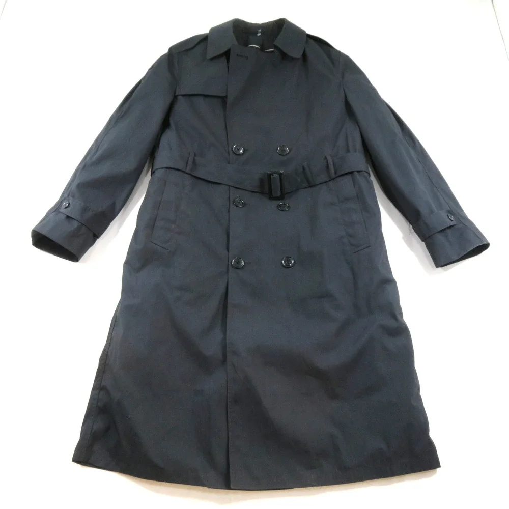 Army Military Long Trench Rain Coat W/ Liner Black Sz 42L 70s/80s